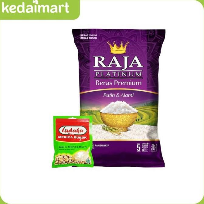 

READY PAKET HEMAT BERAS RAJA PLATINUM 5KG + LADAKU MERICA BUBUK SACHET