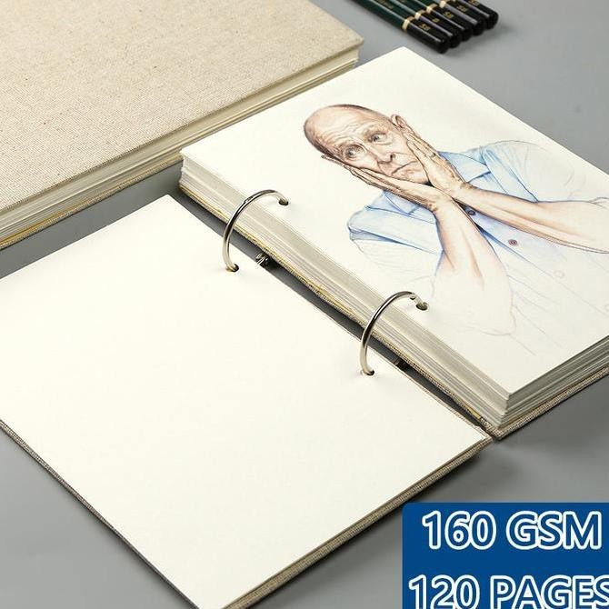 

READY RETRO SPIRAL SKETCHBOOK 120 HALAMAN LINEN HARDCOVER - NOTEBOOK GAMBAR 160GSM