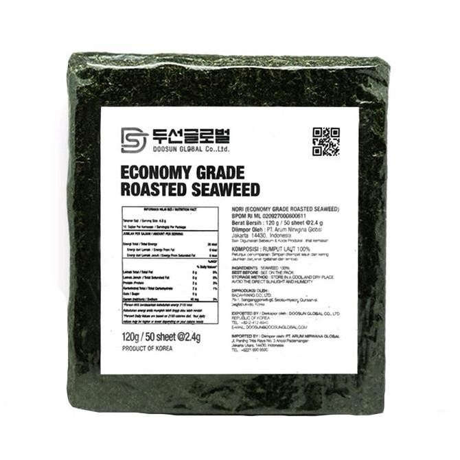 

Produk Baru!! Doosun Sushi Nori 50 Lembar 120g - Rumput Laut Kering Economy Grade