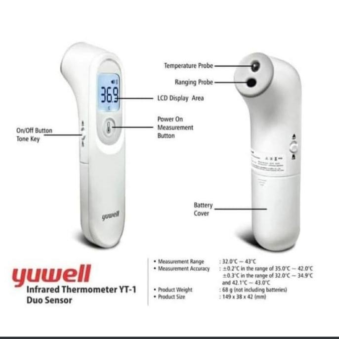 Thermometer Yuwell Original / Termometer Non Contak Yuwell Yt 1