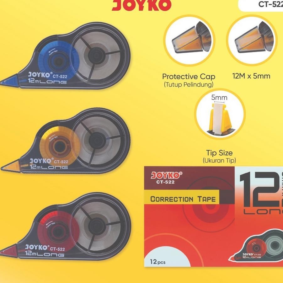 

12Pc Grosir Joyko Correction Tape 1 Pa Ct522 Pak Besar Tipe X