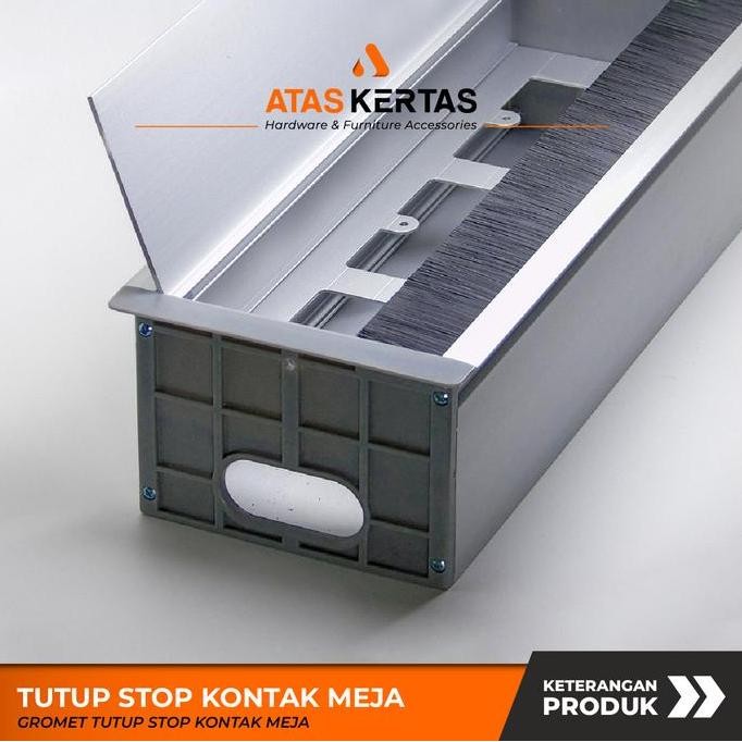 Box stop kontak meja tanam aluminium silver grommet silver