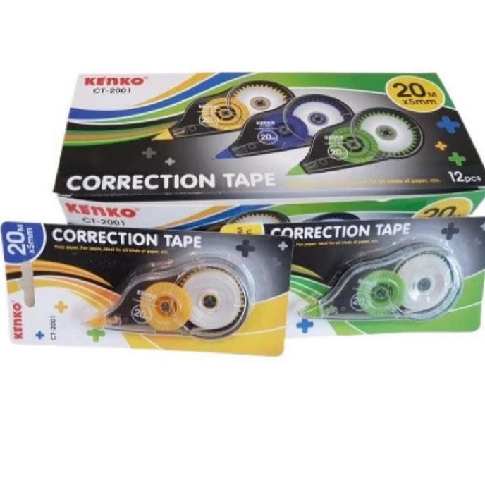 

Lusin Tipex Correction Pen Tape Kertas 20M X 5Mm Kenko Ct2001