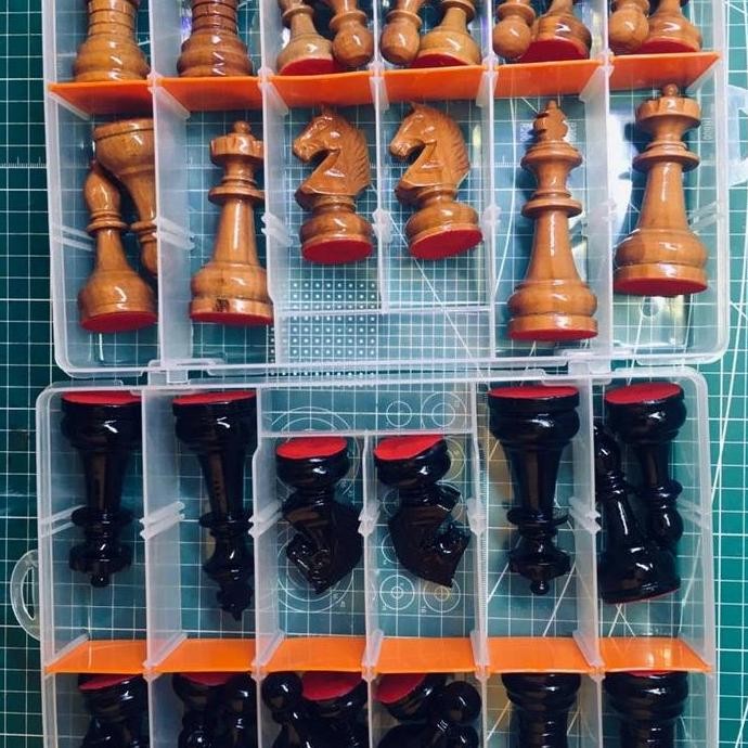 Heavy King Sapodilla Premium Chess Set +Board+Boxes-Catur Kayu Sawo