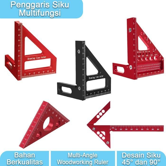 

MPS Penggaris Siku Tukang Sekon 3D 45 90 Derajat Bahan Aluminium Alloy Multi-Angle Woodworking Ruler