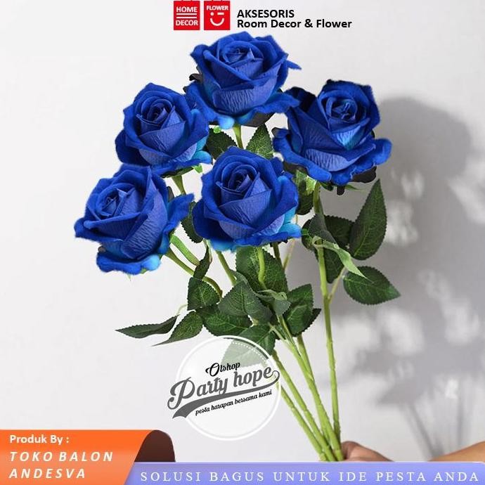 +%+%+%] Bunga Mawar Biru / Bunga Plastik Tanaman hias Artificial mawar Biru