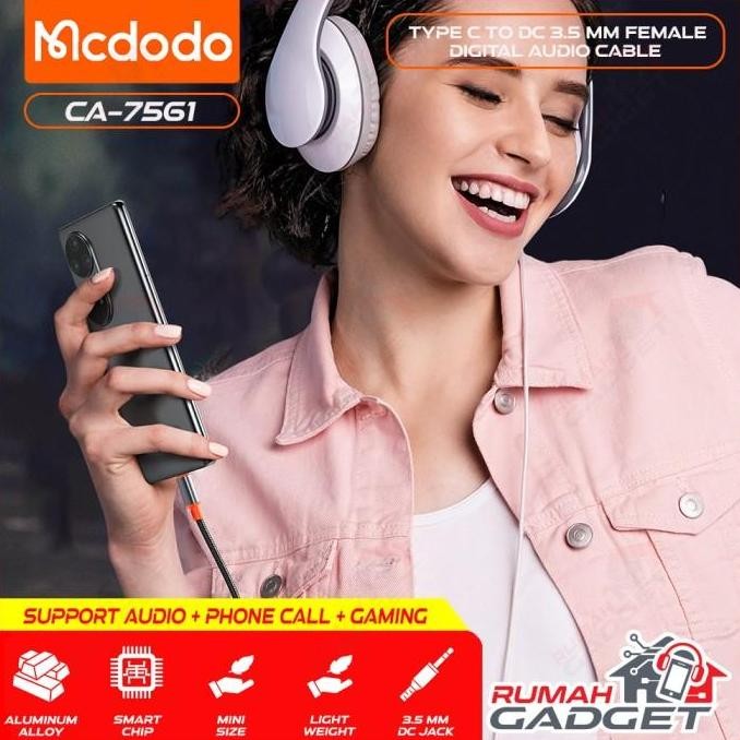 TERBARU MCDODO -  USB TYPE-C TO DC 3.5MM FEMALE DIGITAL AUDIO CABLE 0.11 M TERMURAH
