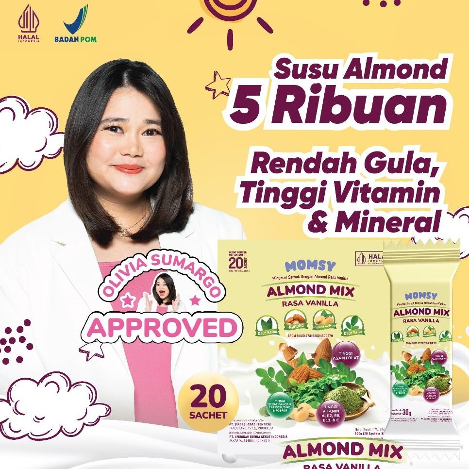

Minuman Almond Rasa Vanila 20 Sachet Bpom Halal Natural Almond Kedelai Katuk Kelor Ikn