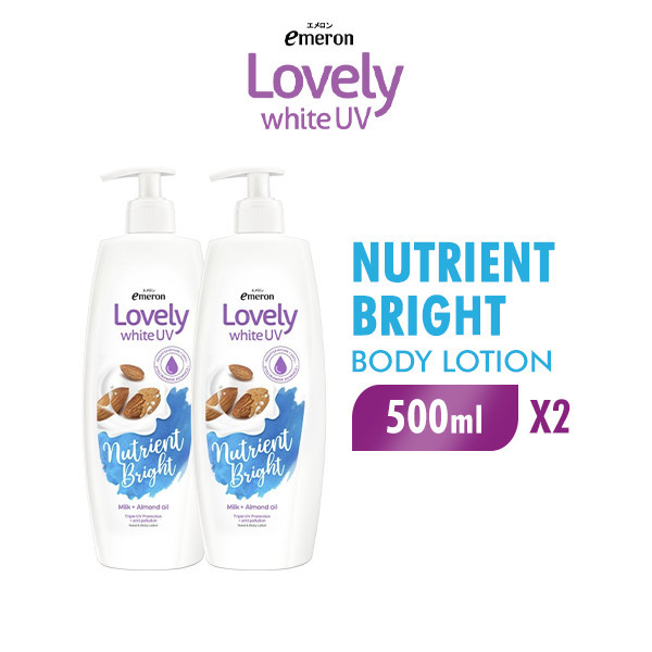 Emeron Lovely White Hand & Body Lotion UV Nutrient Bright 500 ml x2