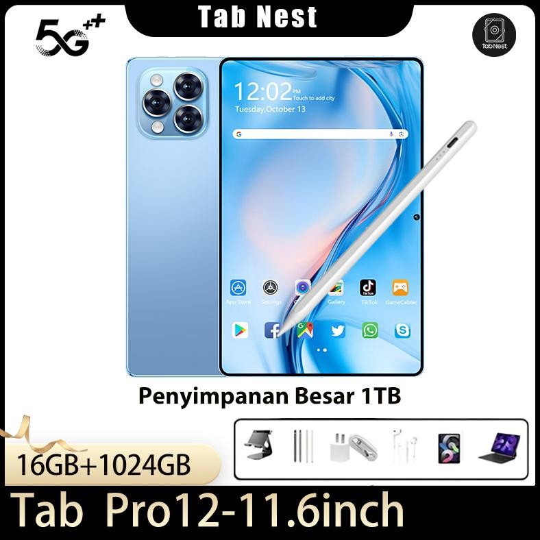 [Free Keyboard + Mouse + Case] Tablet Android 11.6 Inch RAM 16GB + 1024GB ROM Pro12 Layar Full Scree