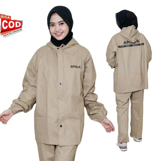 ORI - MANTEL JAS HUJAN SETELAN PRIA WANITA ORIGINAL AKULA BAHAN PVC TEBAL