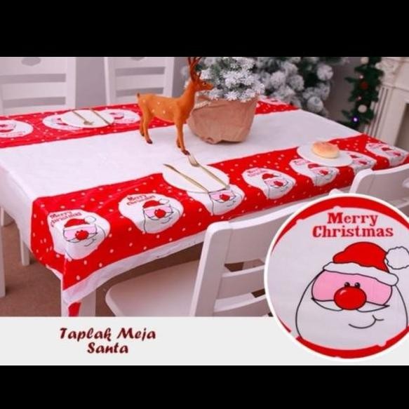 PROMO TAPLAK MEJA PLASTIK MOTIF NATAL BAHAN TEBAL 2 PCS