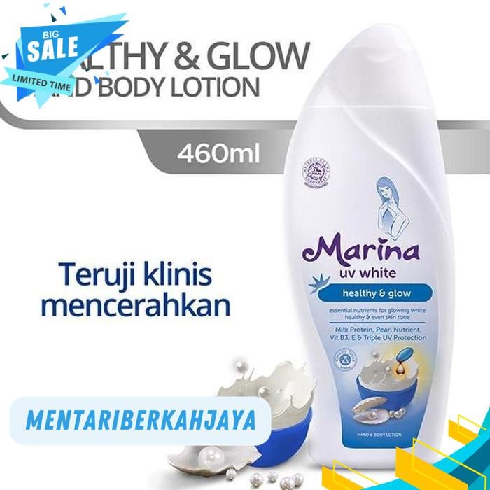 [PAKET LOTION + SCRUB] HAND BODY MARINA UV WHITE HEALTHY AND GLOW 460ML SHINZUI SKIN LIGHTENING 110G