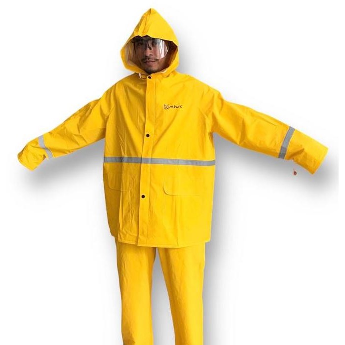 ORI - JAS HUJAN MIWA WARNA KUNING PREMIUM BAHAN PVC TEBAL WATERPROOF