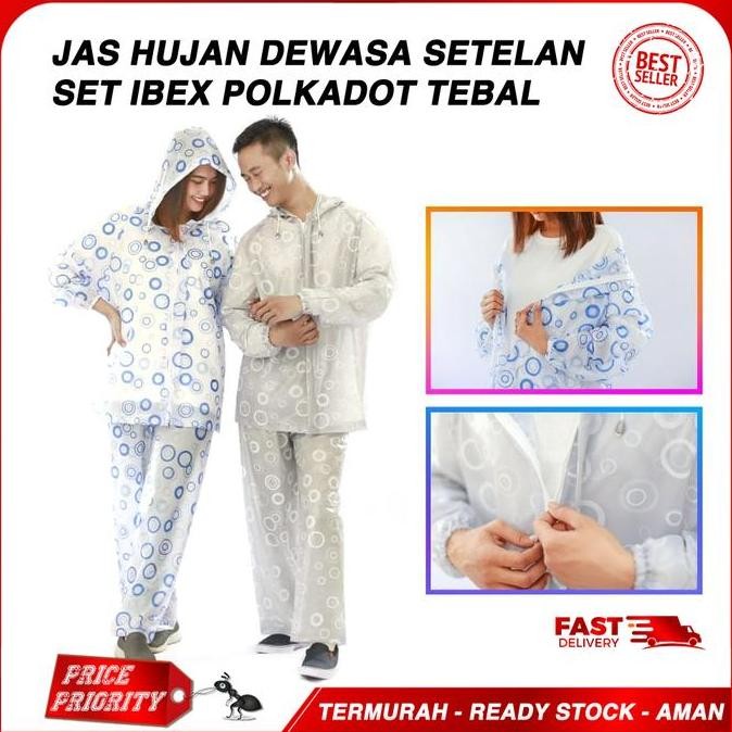 ORI - JAS HUJAN SETELAN POLKADOT IBEX POP JAKET CELANA TERMURAH WANITA