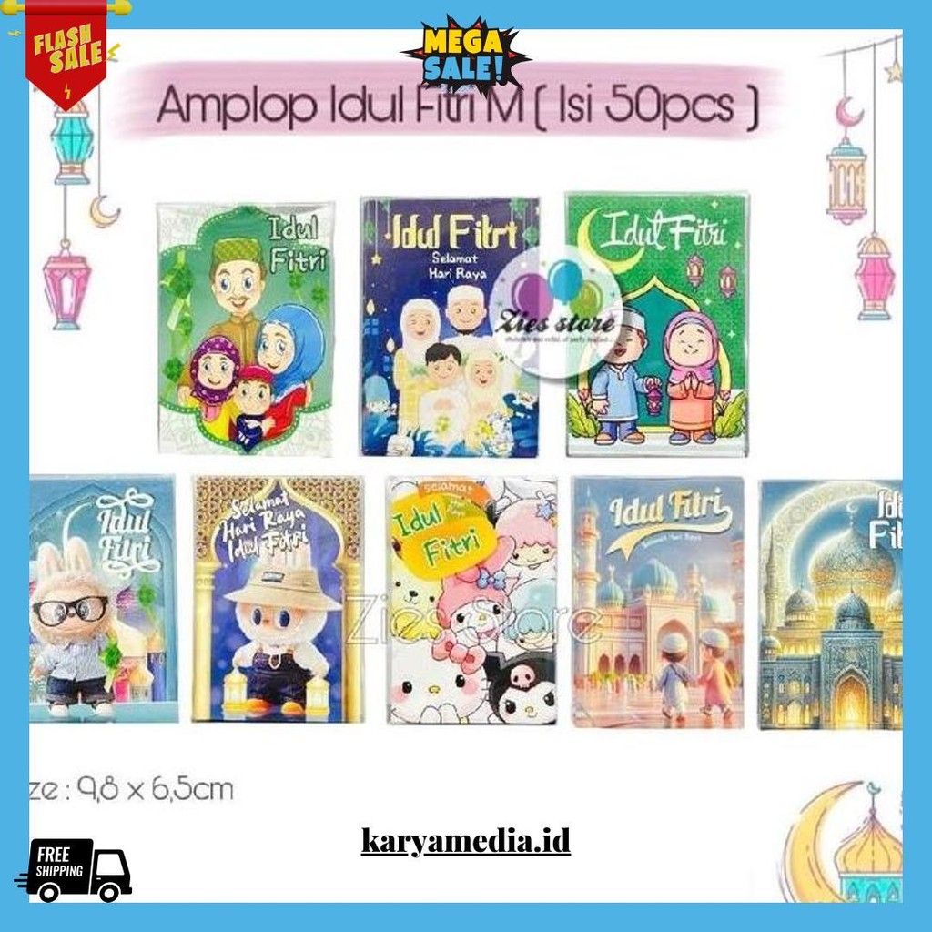 

[50Lembar] Amplop Lebaran Idul Fitri / Angpao Lebaran Box Mika Size M Termurah Banget
