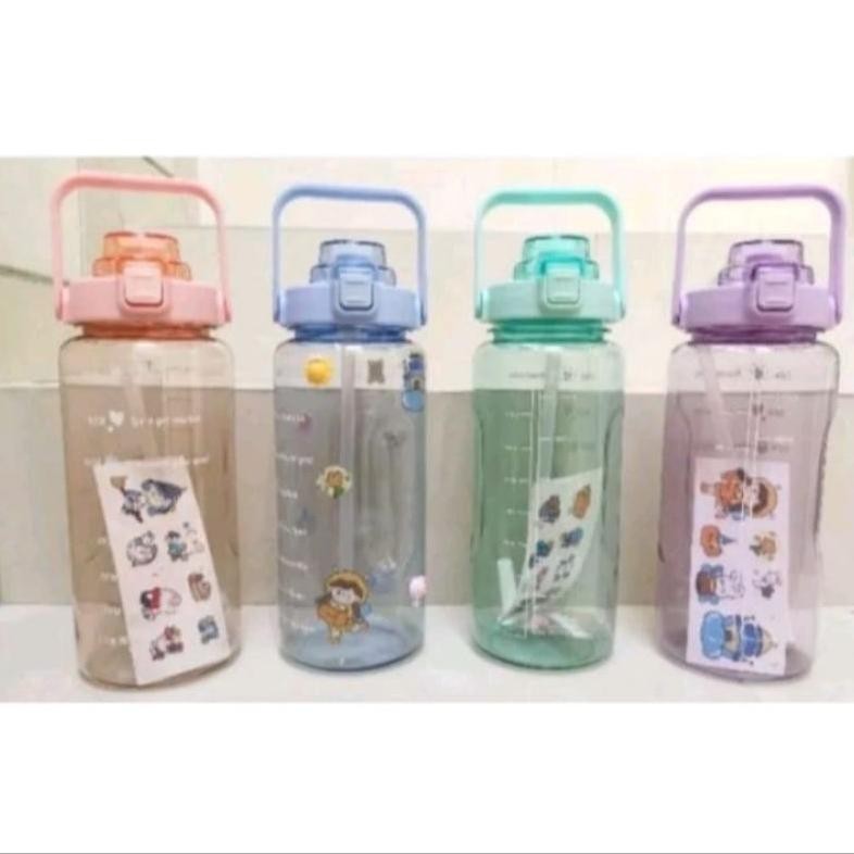 Bisa Cod Botol Minum Plastik 2Liter Bening Free Stiker Lucu ||