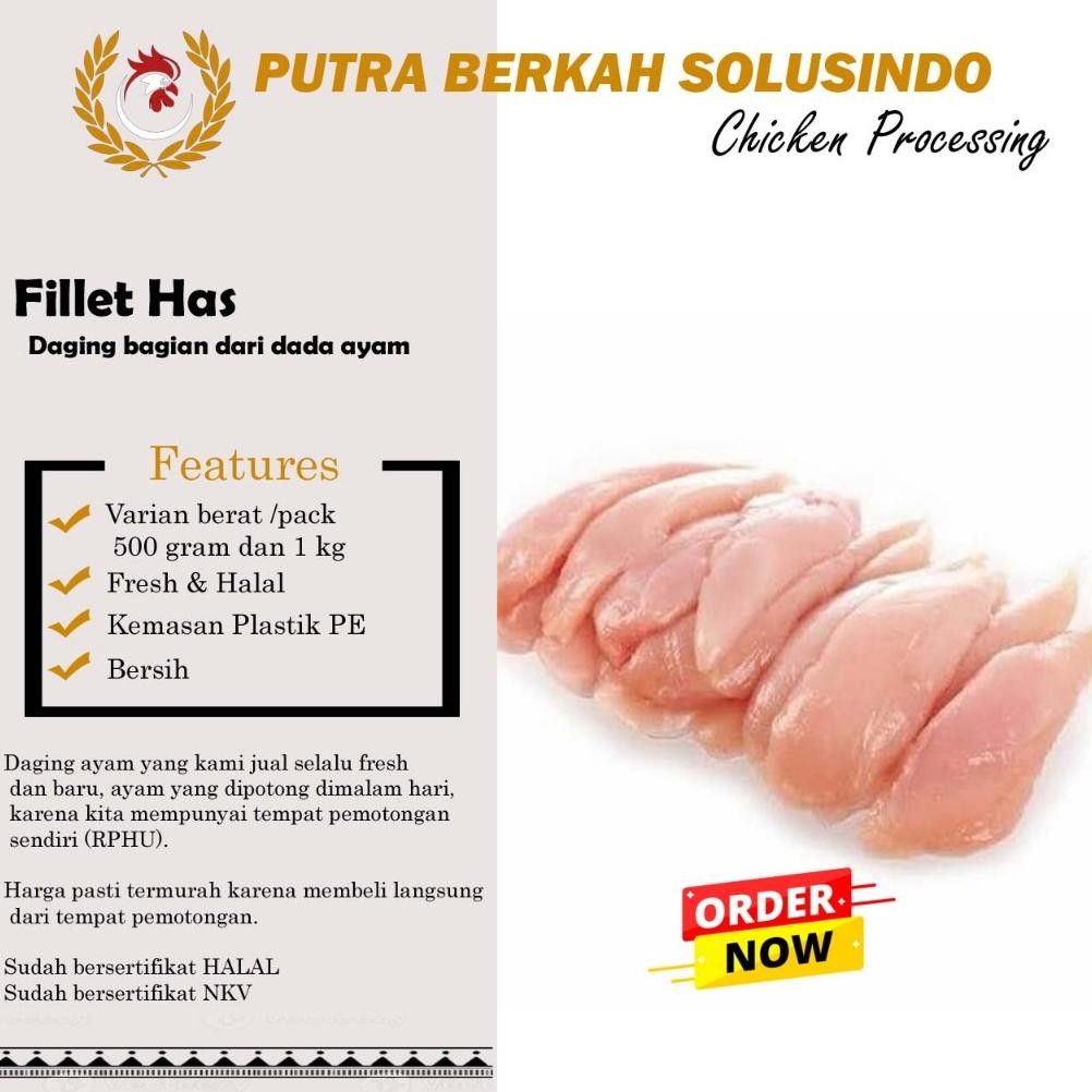 

Fillet Has ( Daging Bagian Bawah Dada) Ayam Fresh Murah aSt
