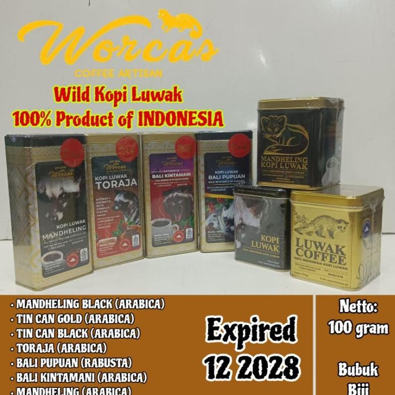 

[TIN CAN] Worcas Wild Kopi Luwak Kemasan Kaleng | 100% Kopi Luwak Liar | Tin Can Gold Worcas Wild Luwak Coffee aSt