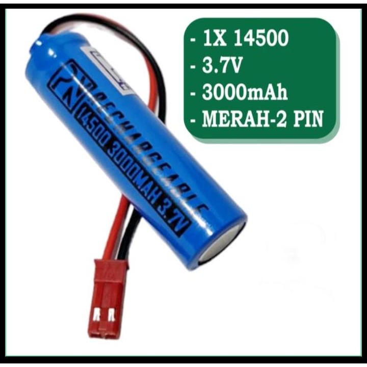 BATERAI 14500 3.7V MAINAN RC,SPEAKER,ELEKTRONIK 3000MAH SOKET MERAH