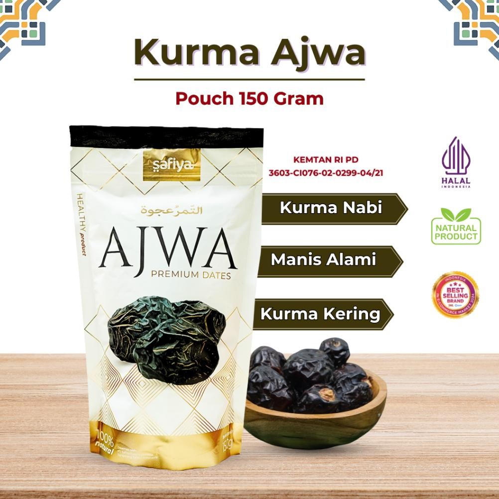 

Kurma Ajwa 150 Gr Safiya | Kurma Nabi Premium Original Safiya aSt