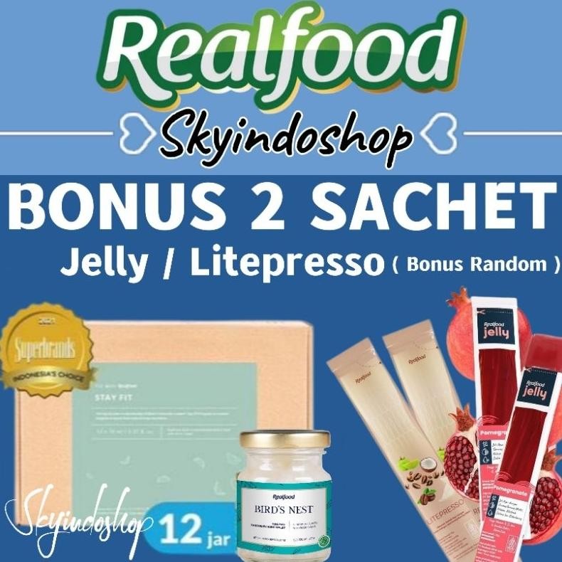 

Realfood Stay Fit ( P.12 Bonus 2 Sachet Jelly / Coffee ) Minuman Sarang Burung Walet Bpom Halal aSt