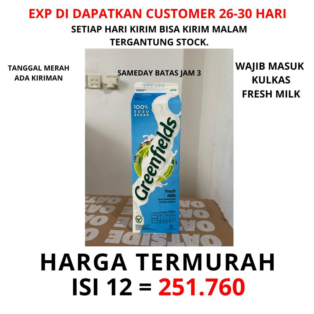 

Greenfield Fresh Milk 1 lt liter seliter | 1000 ml | susu segar 1 KARTON greenfields green field dus aSt