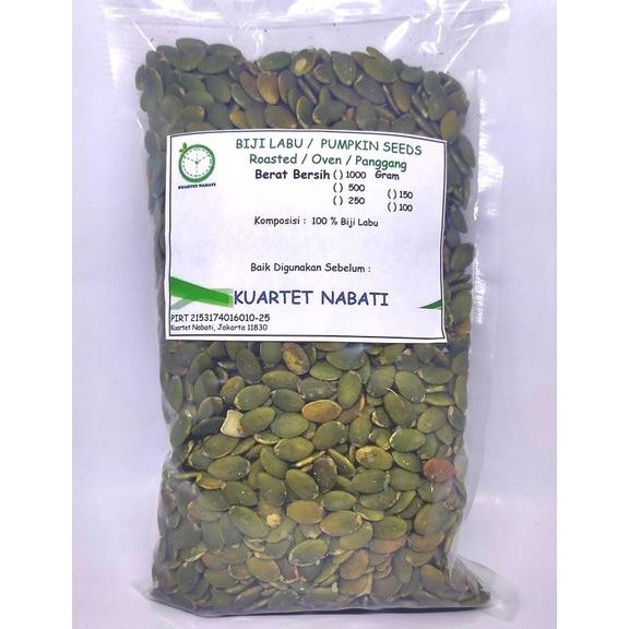 

500gr Roasted Pumpkin Seeds rasa ORIGINAL - Biji Labu Kupas - Kuaci Panggang/ Oven - Matang - Kuartet Nabati aSt