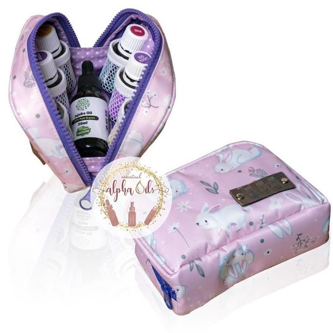 Murah Essential Oil Pouch Tas Bag 6+ Slots Bahan Longchamp Pink Rabbit