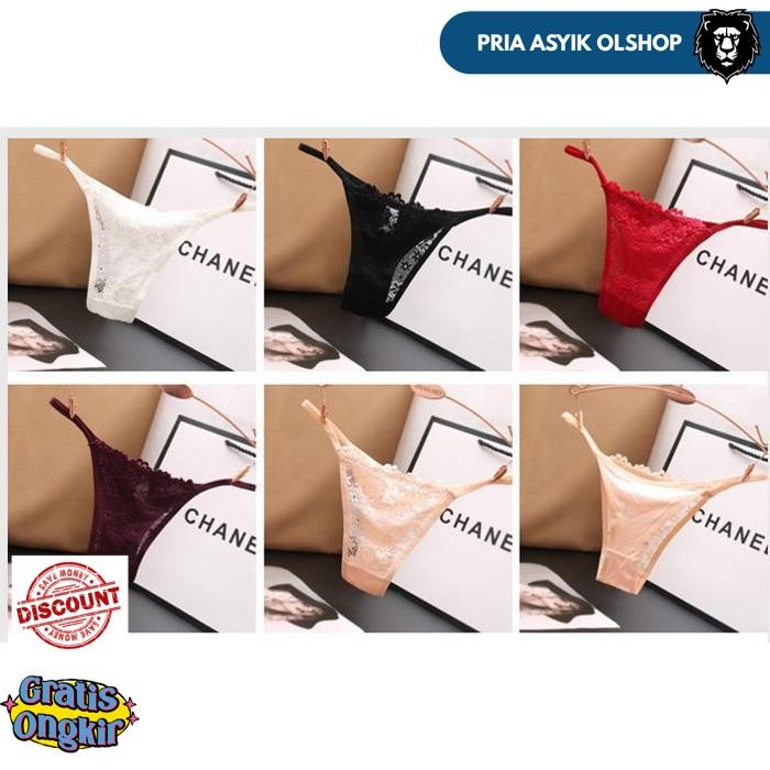 LACE G STRING SEXY THONG LOW WAIST CELANA DALAM WANITA C105-1 BY PRIA ASYIK OLSHOP