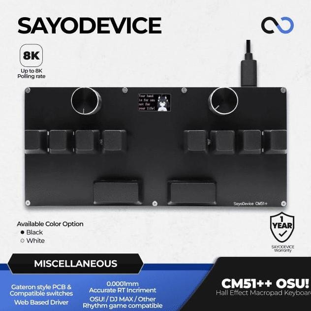 Sale Sayodevice Cm51+ Osu / Djmax Hall Effect Macropad Gaming Keyboard Rapid Trigger Socd Rdt