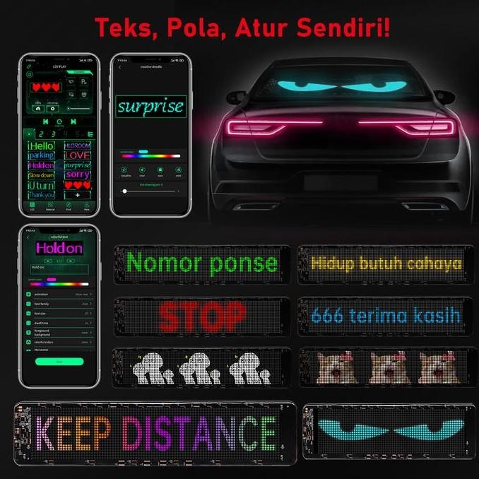Promo [Diy] Cargoos L10 L20 Car Led Screen Layar Led Mobil Fleksibel Lampu Peringatan Custom Teks Du