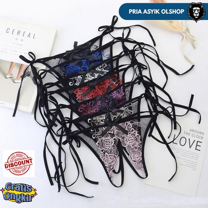 G STRING OPEN TALI CELANA DALAM WANITA BORDIR TRANSPARAN THONG C162 BY PRIA ASYIK OLSHOP