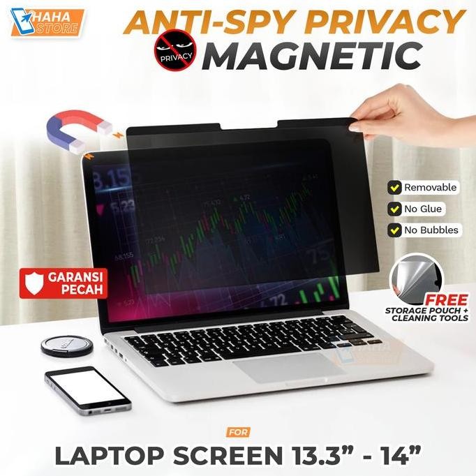 New Privacy Screen Guard Laptop 13.3 14 Inch Anti Spy Magnetic Protector Film Anti Gores Layar Magne