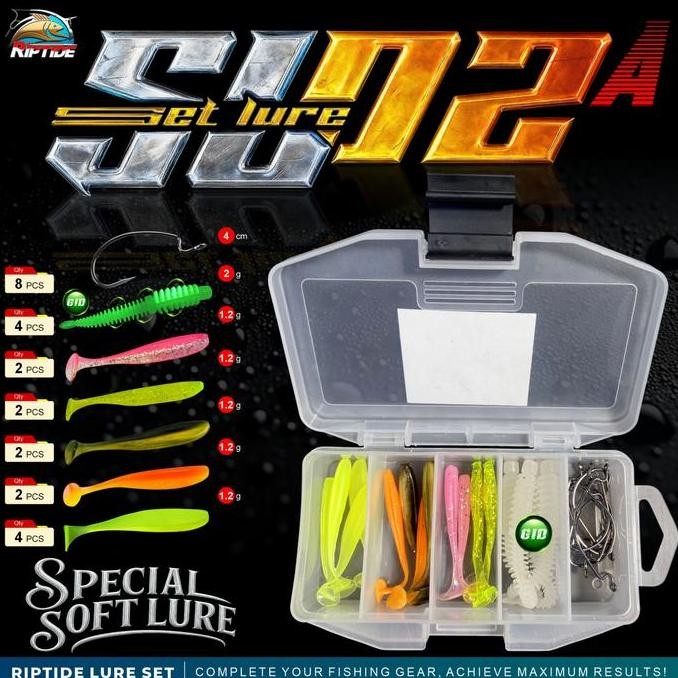 riptide 1 set box umpan pancing soft lure sl-01 s/d sl-17 lengkap stok terbatas