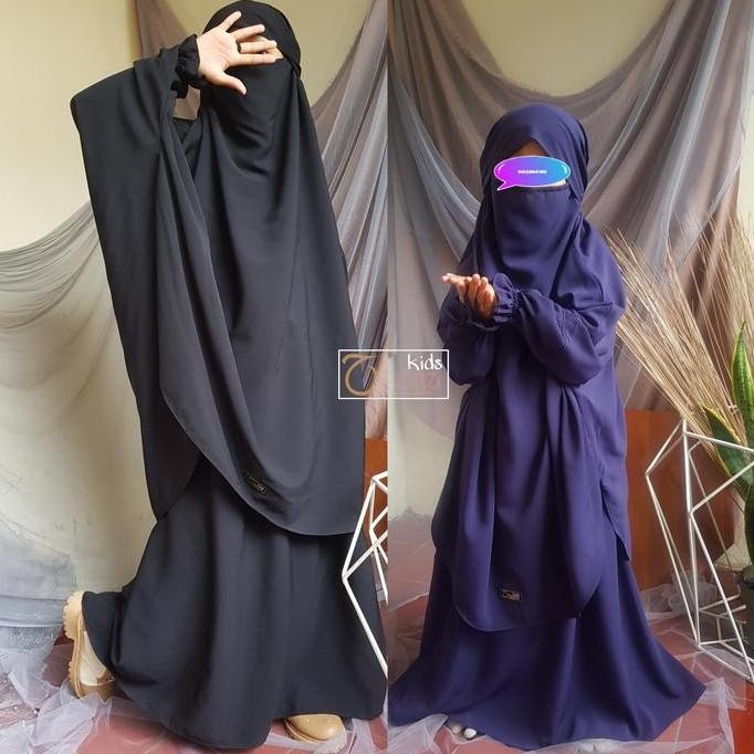 GKI Baju Anak Perempuan Model French Khimar Jilbab Set Muslim Panjang Gamis  Syari Dress Tanggung Wa