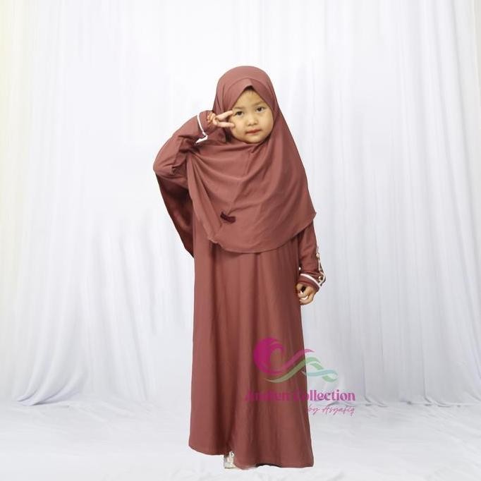 GKI Set Gamis Anak Marwah dengan Jilbab Ukuran M-L-XL - Baju gamis Muslim anak