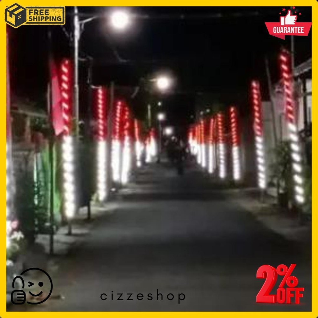 [Cod] Lampu Led Strip Merah Putih Selang Waterproof Lampu Hias Tiang Gapura Jalan Agustusan Diskon