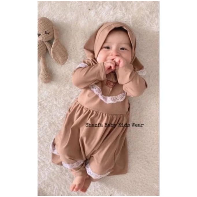 GKI Gamis bayi newborn 0 bulan - 2 tahun / Setelan anak perempuan free jilbab murah / Set Malika Baj
