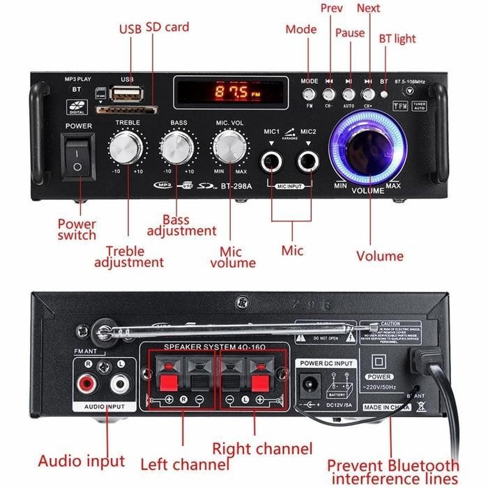 Amplifier Bluetooth 3R Home Theater Fm Radio Karaoke Android TV New