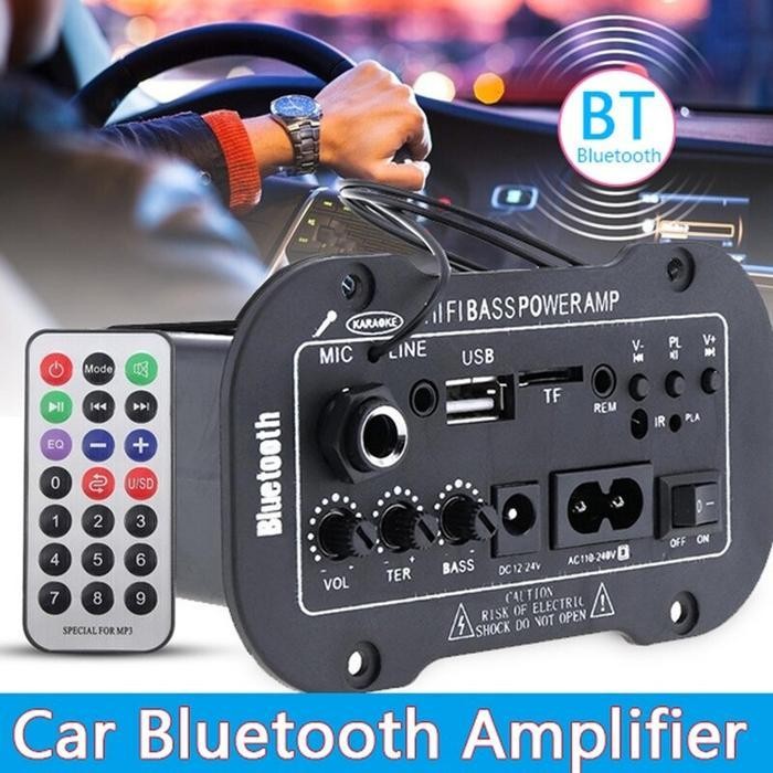 Power Amplifier Mobil Bluetooth Board Papan Ampli Rakitan + Remote