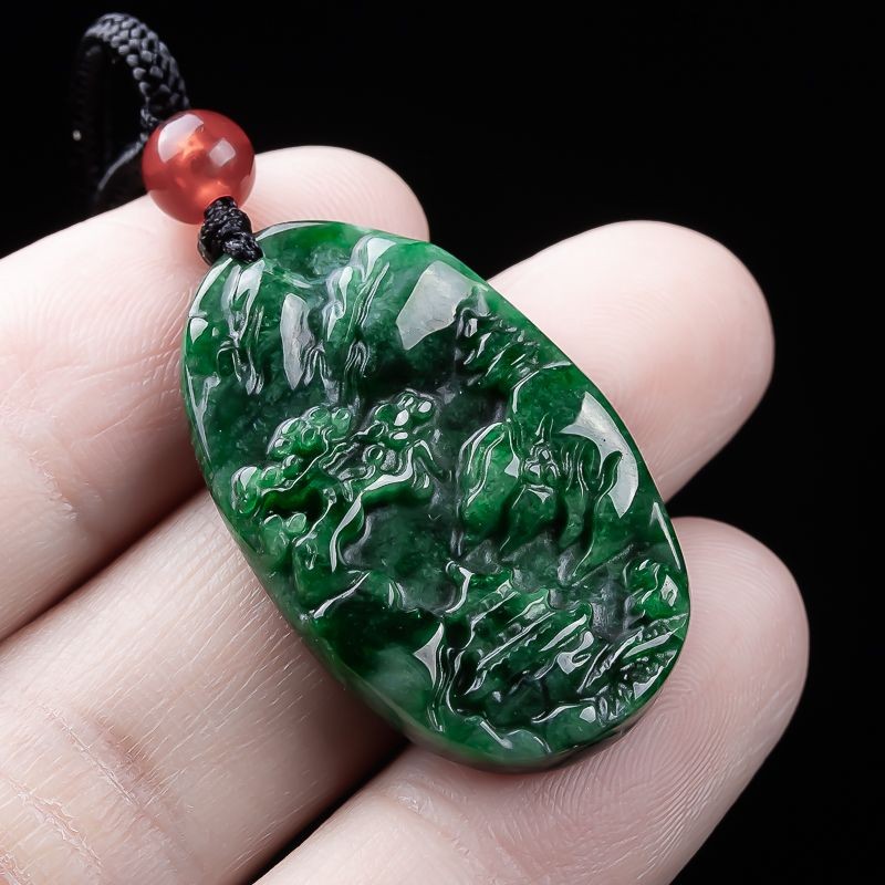 A Liontin Jadeite Merek Lanskap Jade untuk Pria dan Wanita, Liontin Jadeite Es Lilin