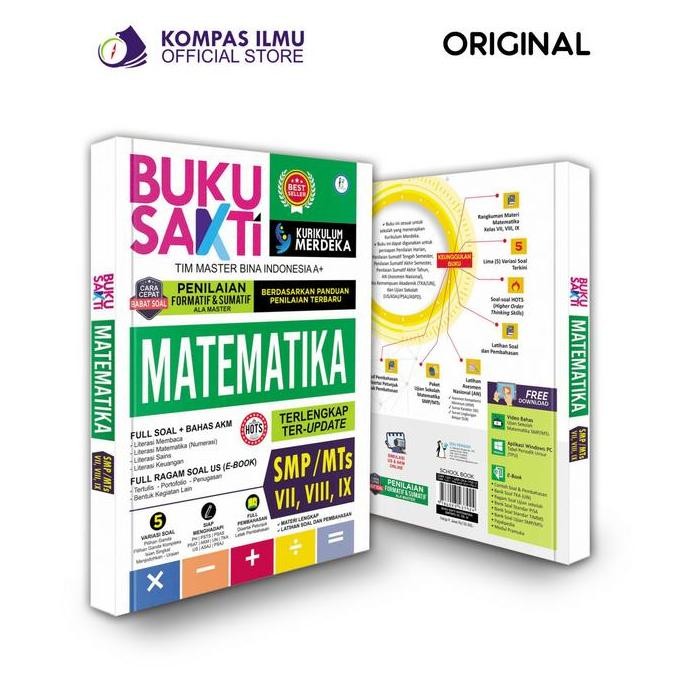 BUKU SOAL MATEMATIKA SMP KURIKULUM MERDEKA | BUKU SAKTI MATEMATIKA KELAS 7,8,9 SMP/MTS (KOMPAS ILMU)