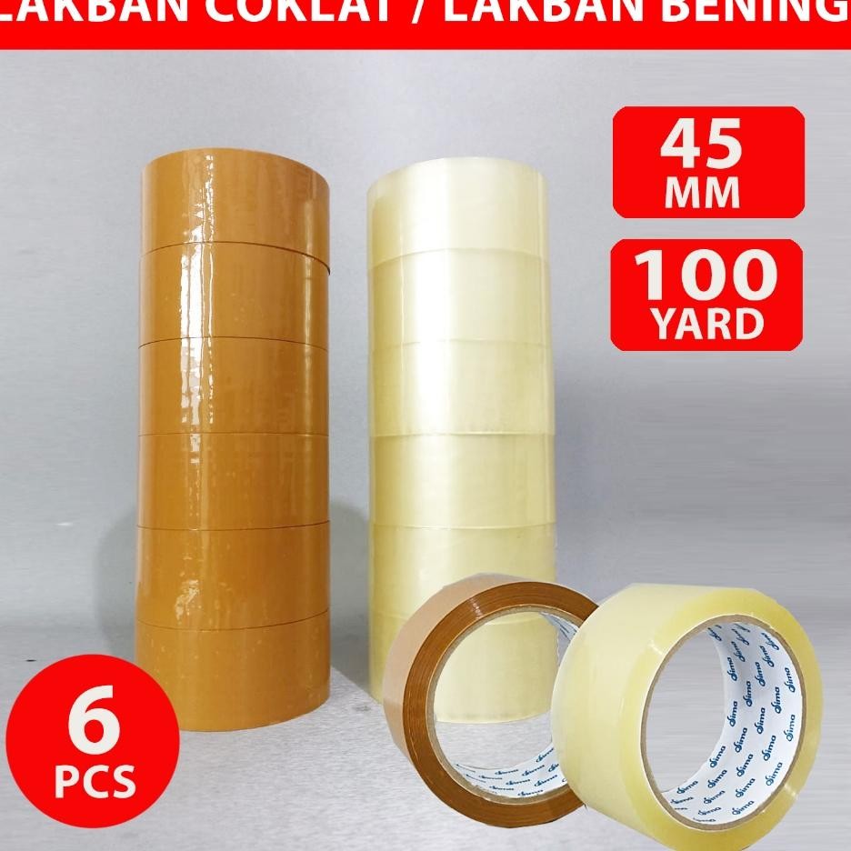 

6 Pc Lakban Bening 100Yard 2Inch Sm On Lakban Coklat 45 Mm 100Y Opp Tape