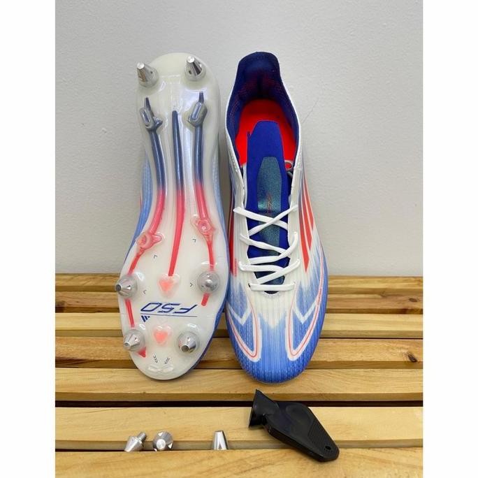 TERMURAH - Sepatu Bola Adidas F50 Elite Messi White Solar Red Lucid Blue SG ( Pull Besi )