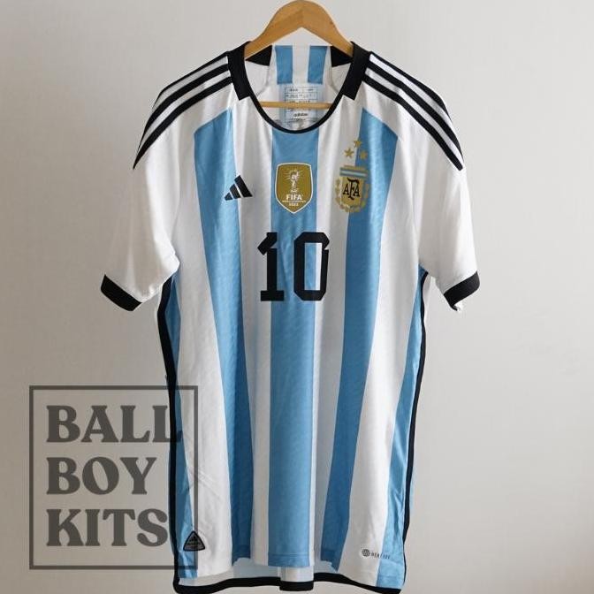 Original Argentina 3 Stars WC 2022 Winners Home Kit Player Issue