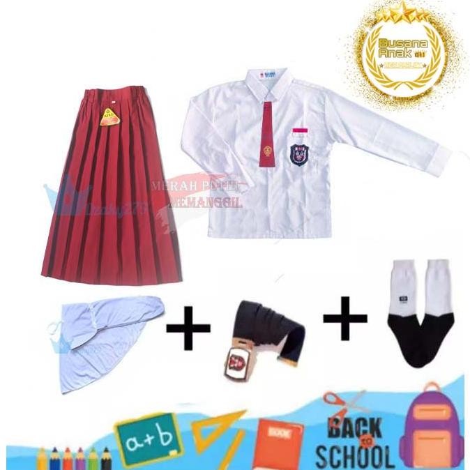Seragam Sekolah SD Merah Putih Anak Perempuan Seragam Sekolah SD Merah Putih Setelan Anak Perempuan 