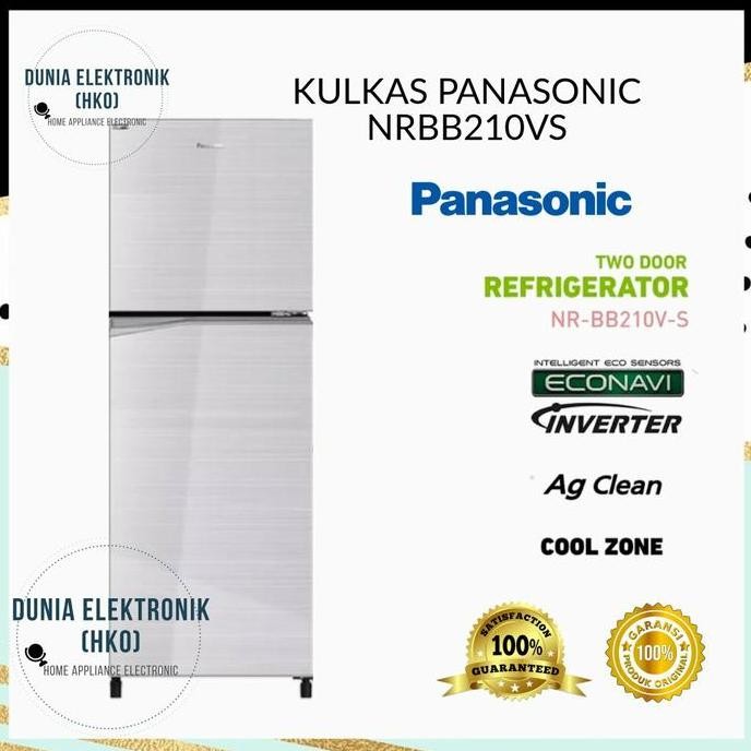 NEW KULKAS PANASONIC NR-BB210V-S NRBB210VS LEMARI ES 2 PINTU INVERTER