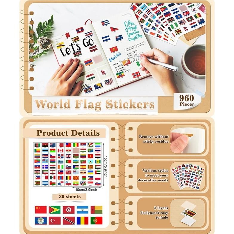 

Gr-8 192Pcs Bendera Dunia Sticker Bendera 192 Negara Stiker