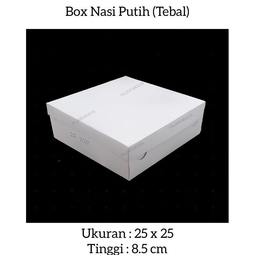 

Baru Dus Nasi Tebal Ukuran 25X25 Isi 25 Pcs - Box Putih Takeaway Makanan